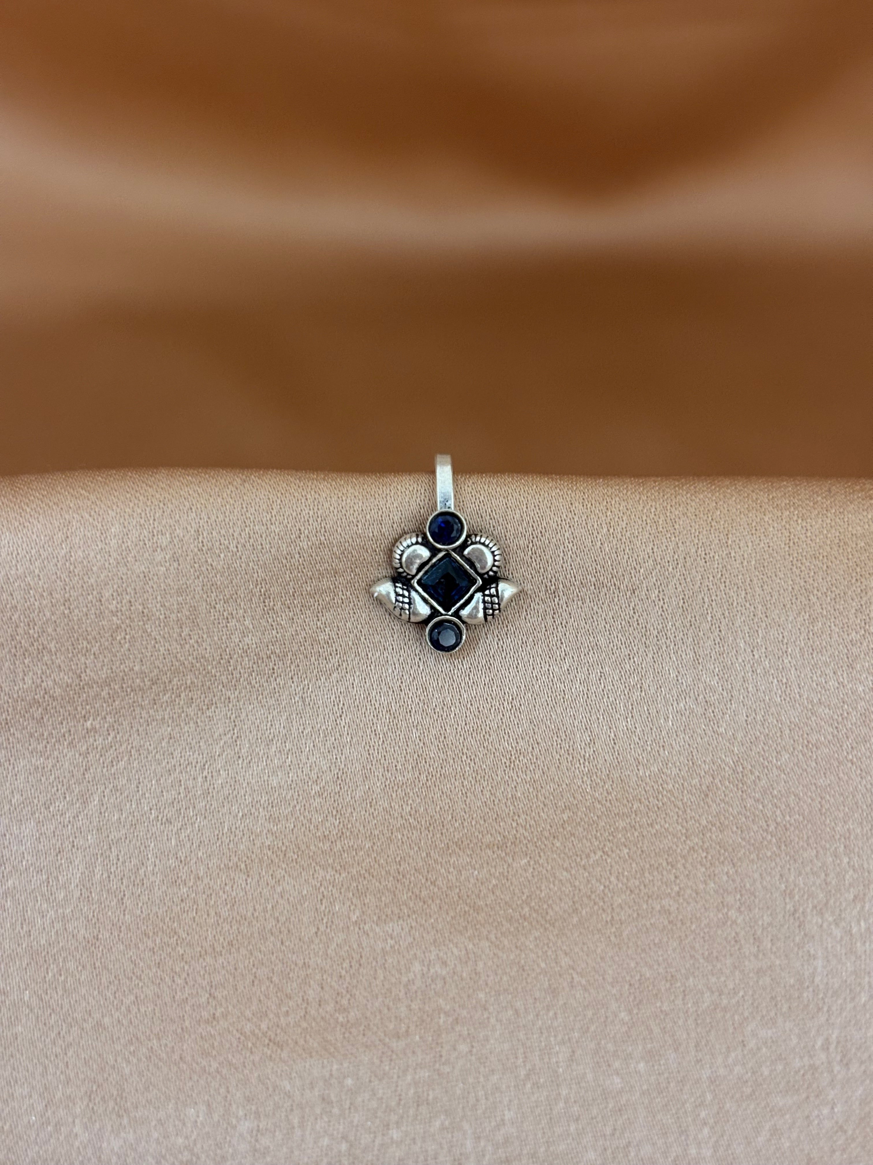 Midnight Blue Sunburst Nose Pin