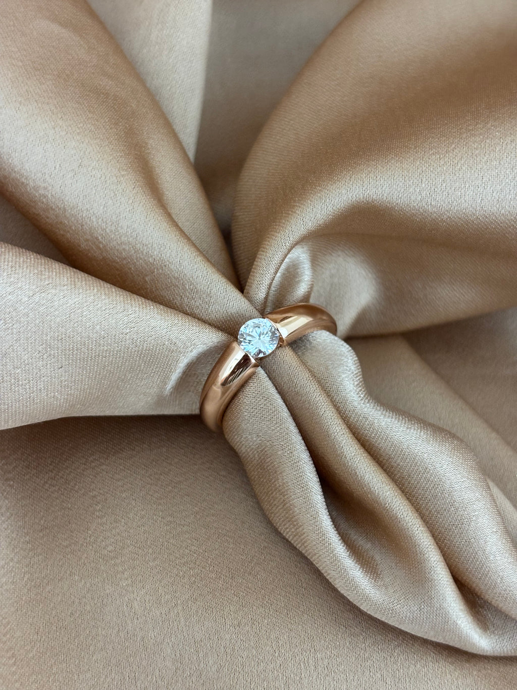Rose Gold-Plated Minimalist Tension-Set Solitaire