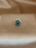 Multi-Color Kemp Style Silver Circular Nose Pin