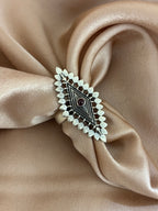 Tribal Marquise Oxidized Silver Ring