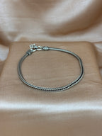 Vintage Oxidized Silver Herringbone Snake Anklet