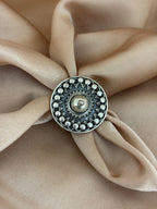Oxidized Silver Mandala Dome Ring