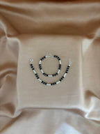 Polished Silver Sparkle Black Bead Nazariya Set