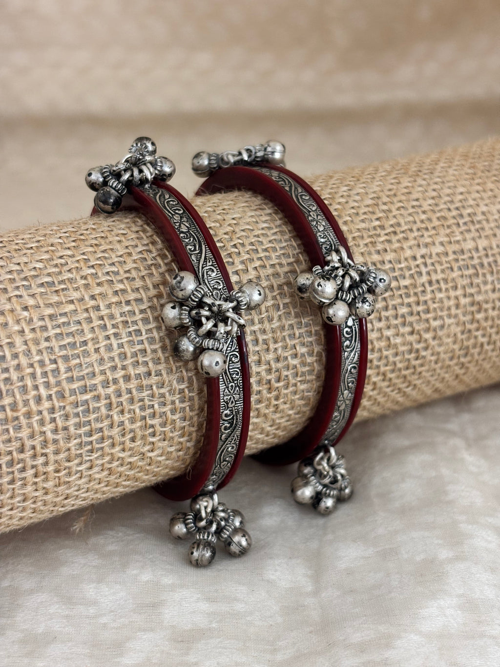 Oxidized Silver Ghungroo Bangle
