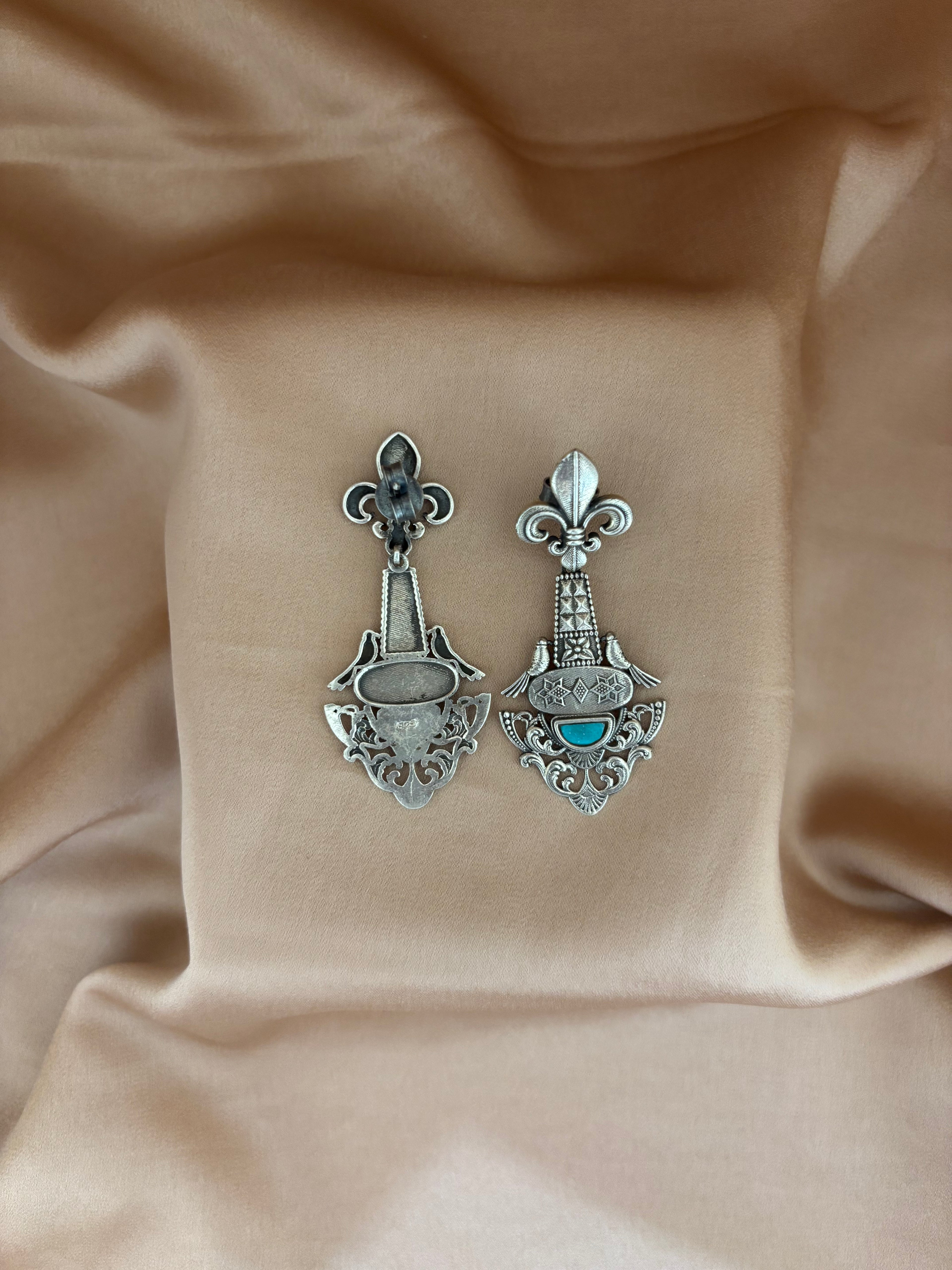 Fleur-de-lis Oxidized Silver Dangles