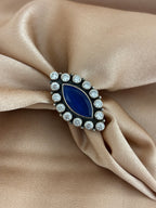 Royal Blue Marquise Statement Ring in Silver
