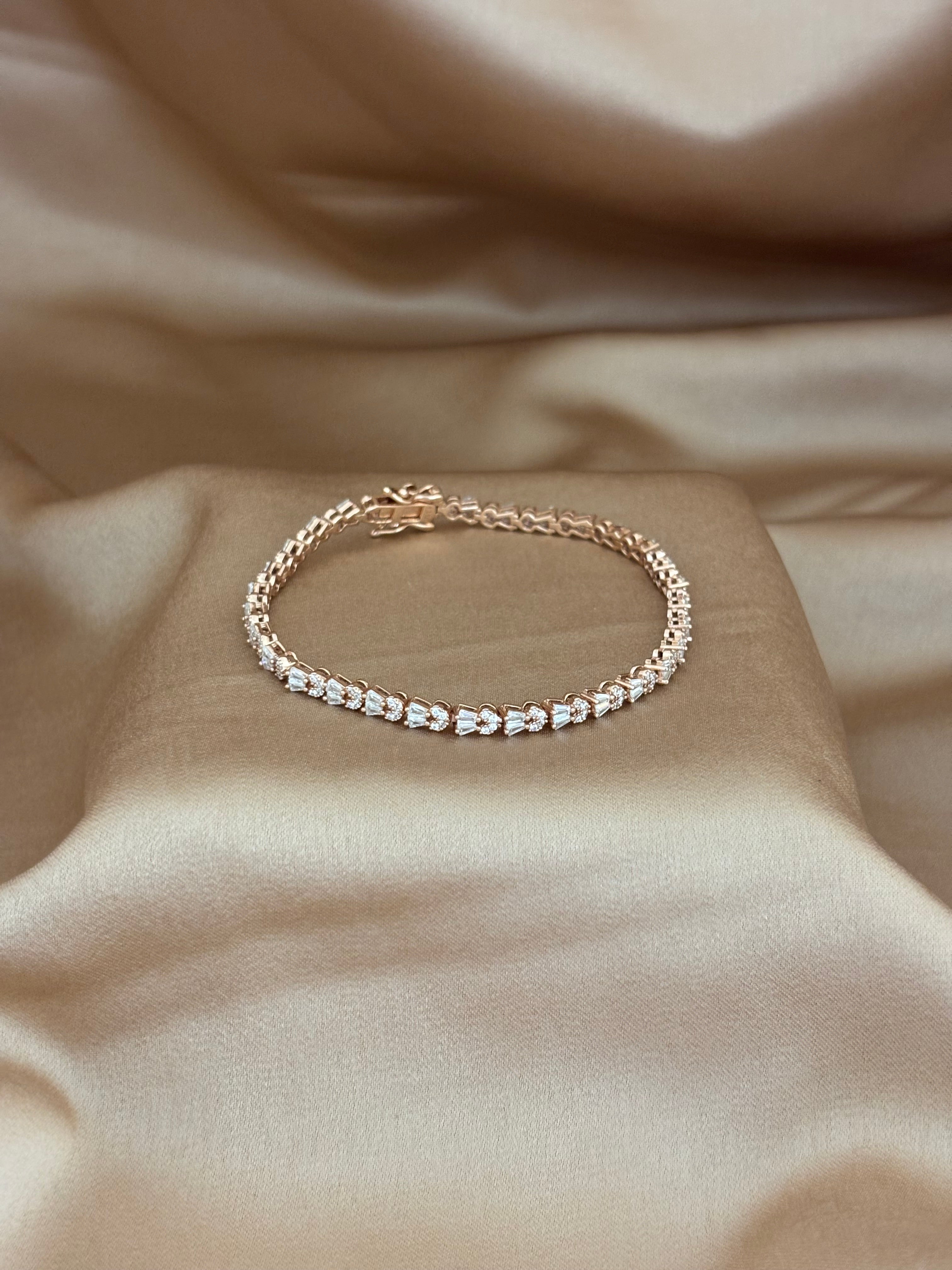 Rose Gold Tapered Baguette Tennis Bracelet