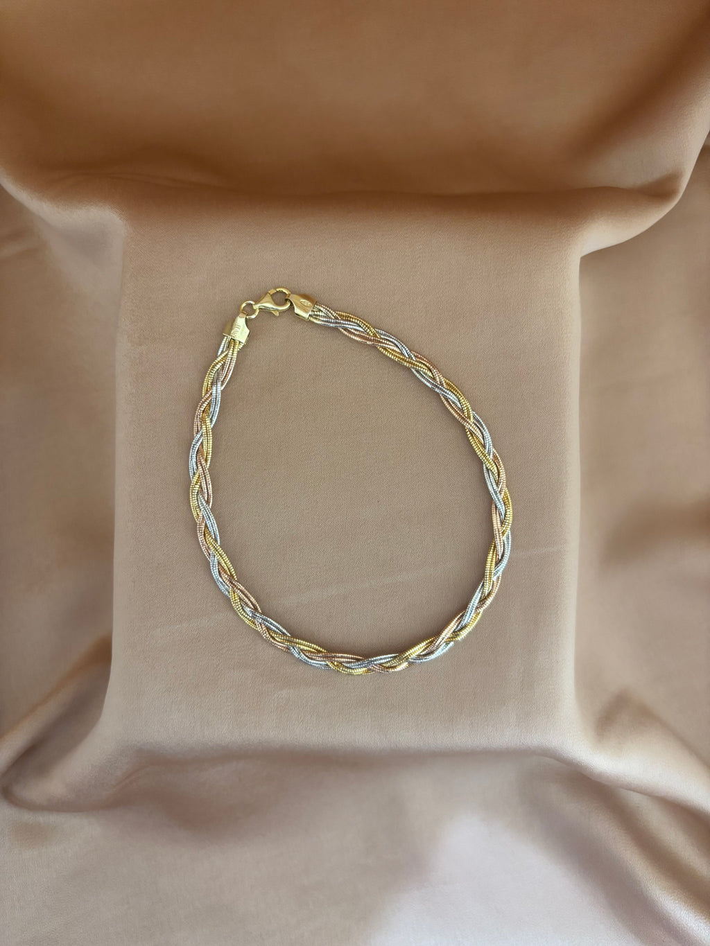 Tri-Tone Braided Twist Anklet
