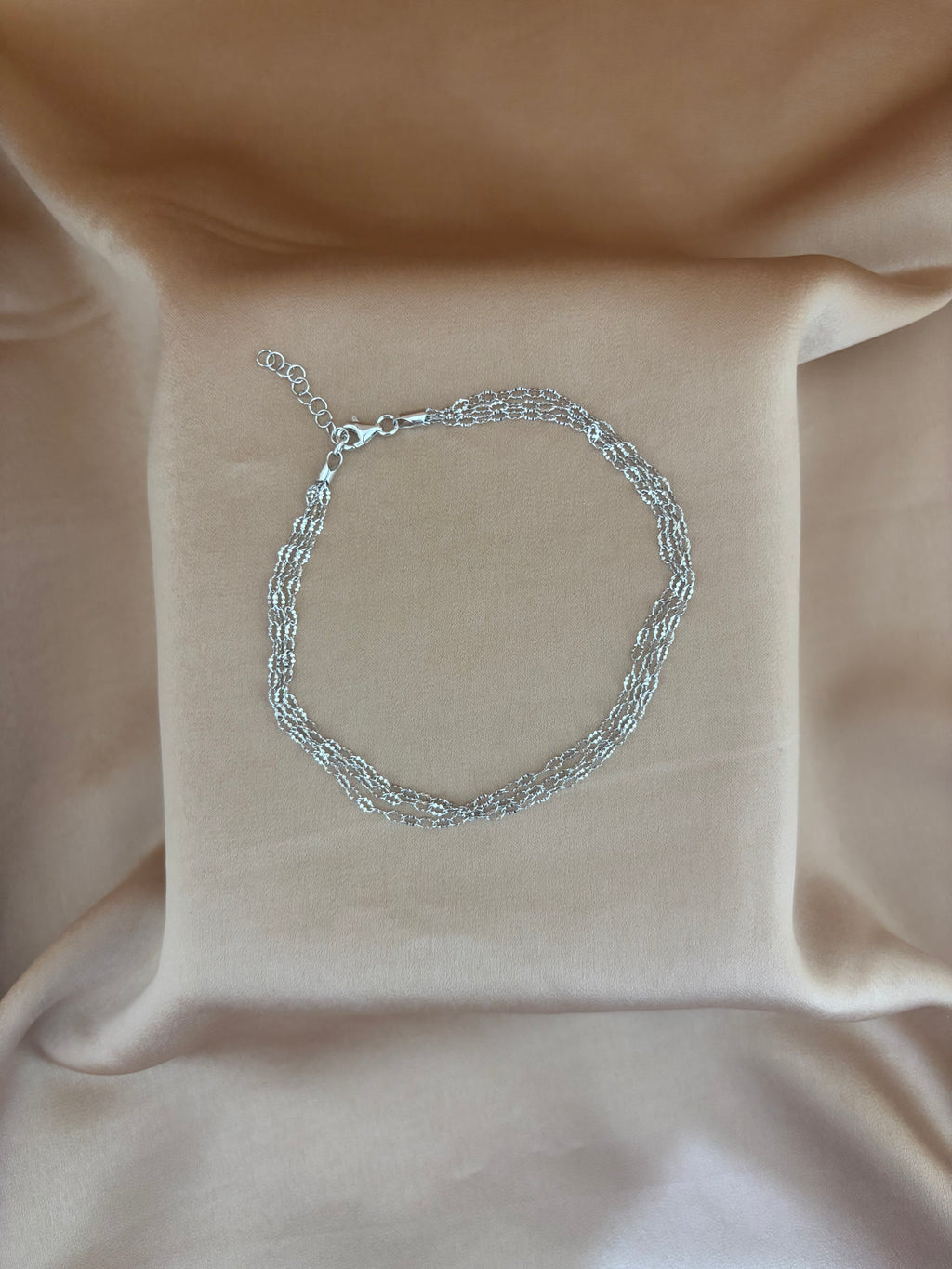 Multi-Strand Etched Silver Link Anklet