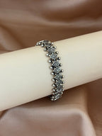 Oxidized Silver Geometric Link Bracelet