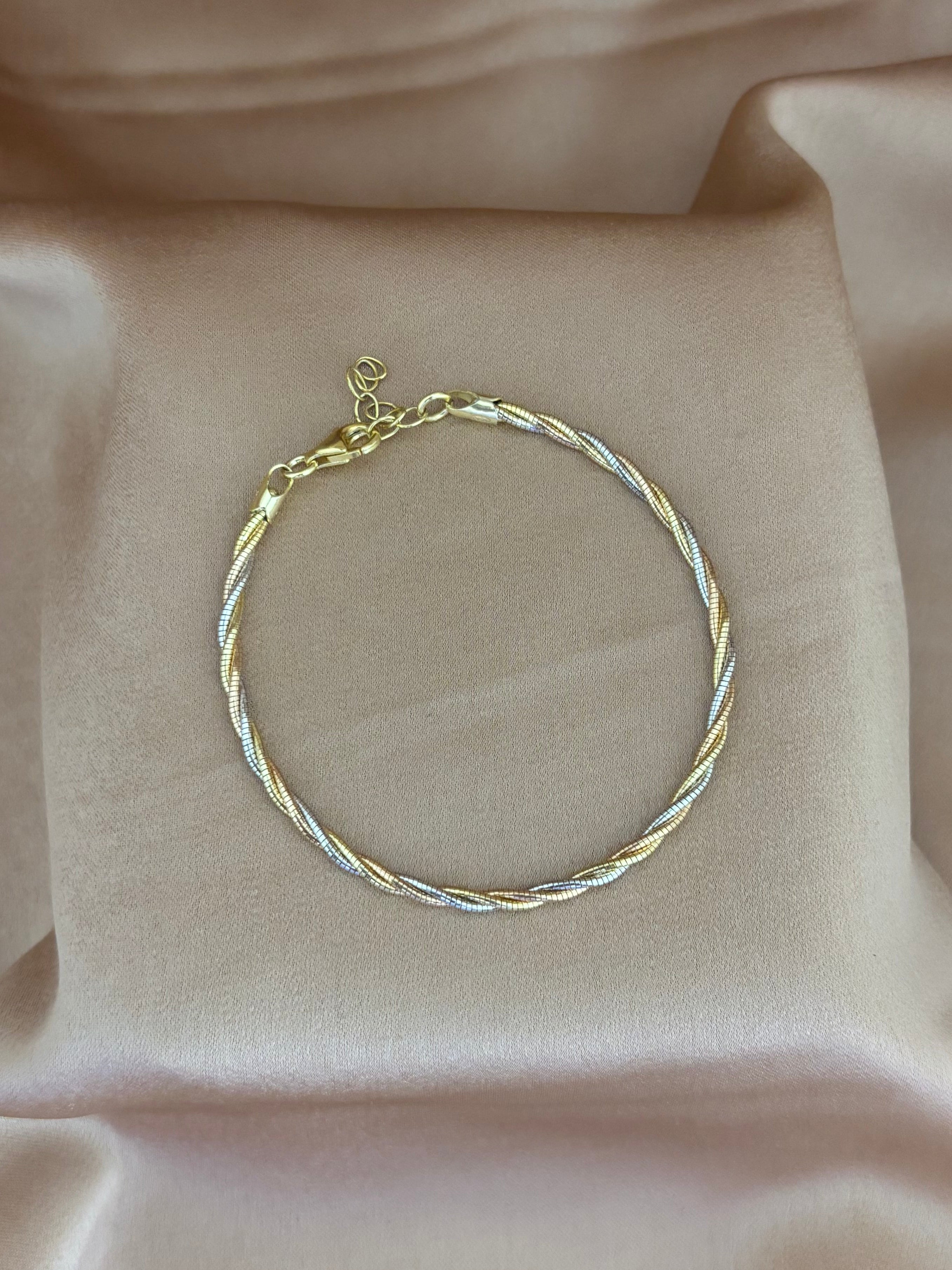 Tri-Tone Twisted Silk Rope Bracelet