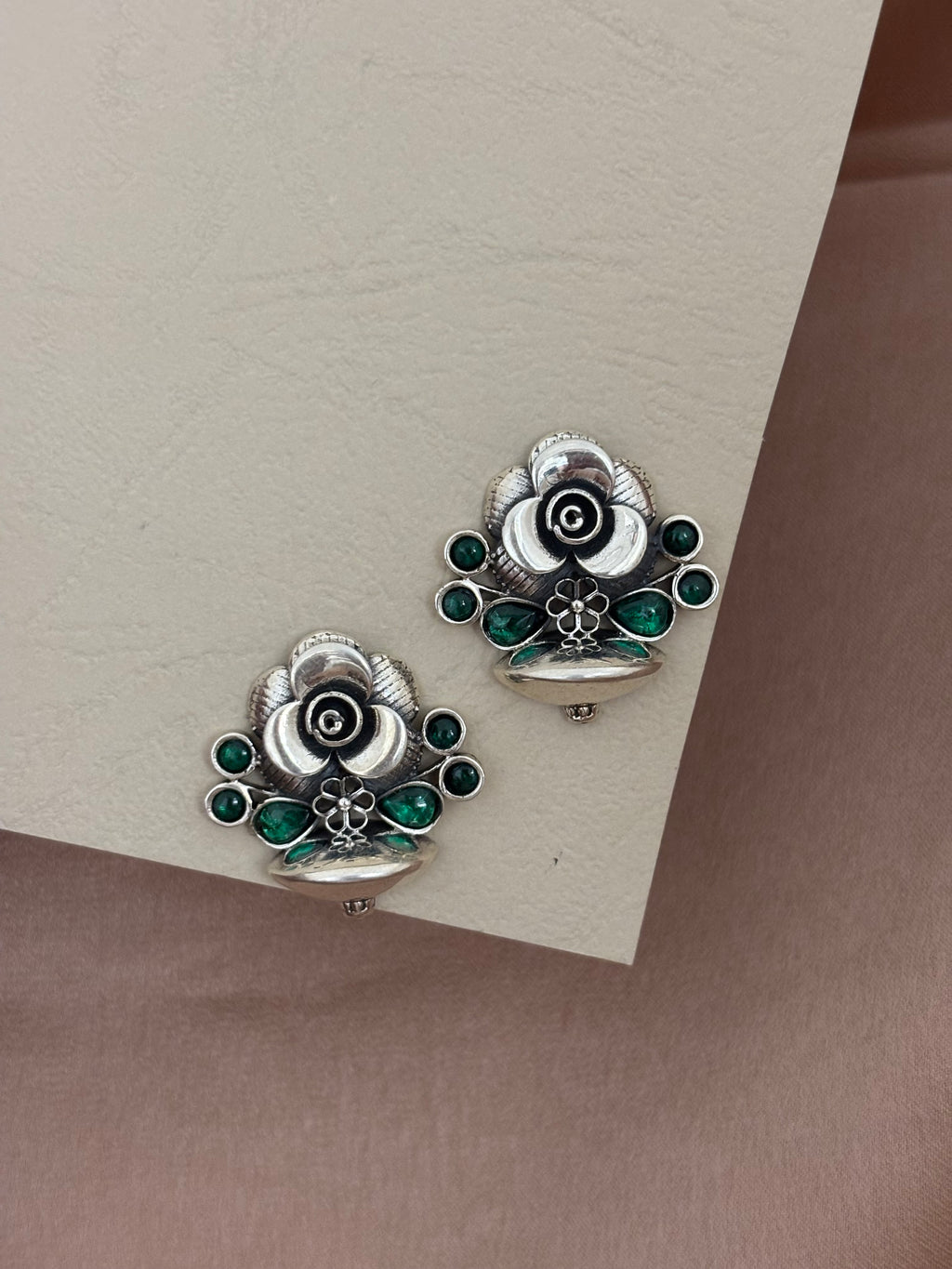 Silver Bloom Floral Studs