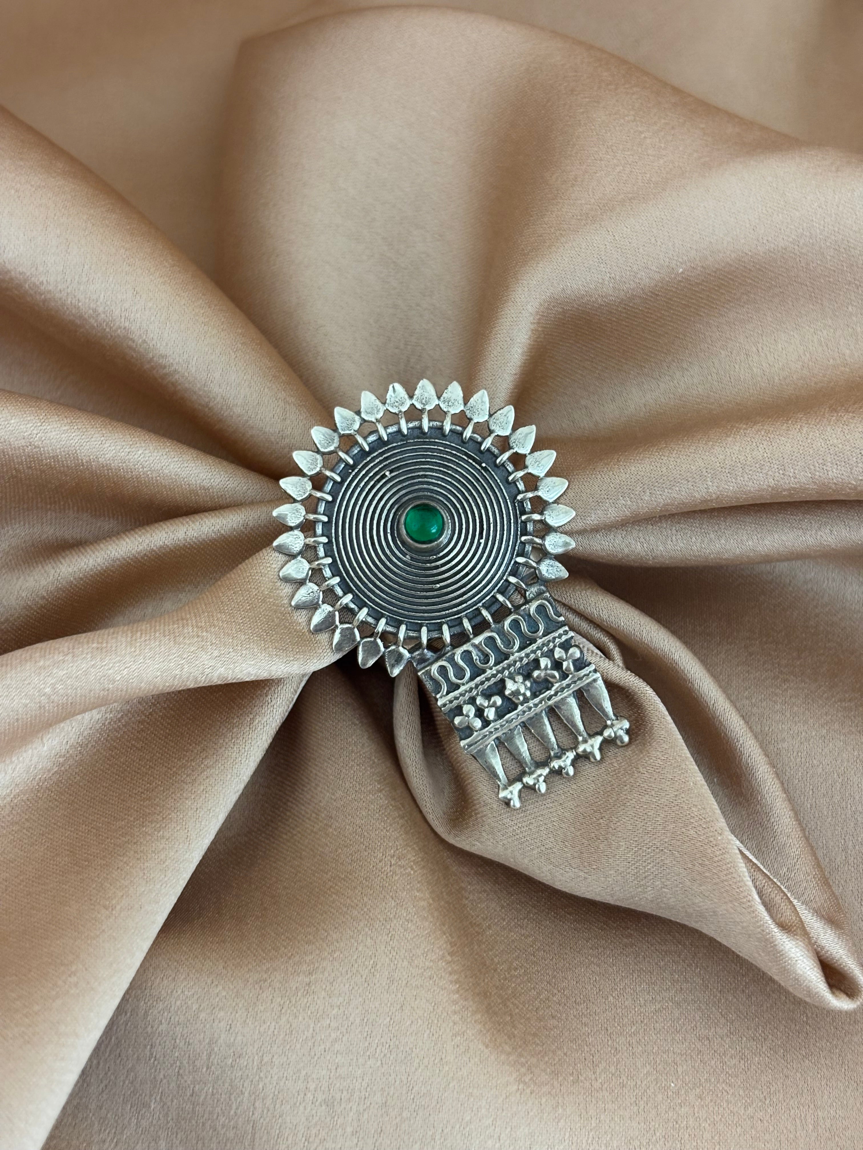 Tribal Jhumka Style Sunburst Ring