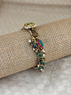 Turquoise Charm Tassel Silver Kada