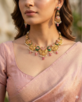 Floral Enamel & Pink Drop Heritage Necklace