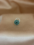 Emerald Green Sunburst Silver Nose Pin