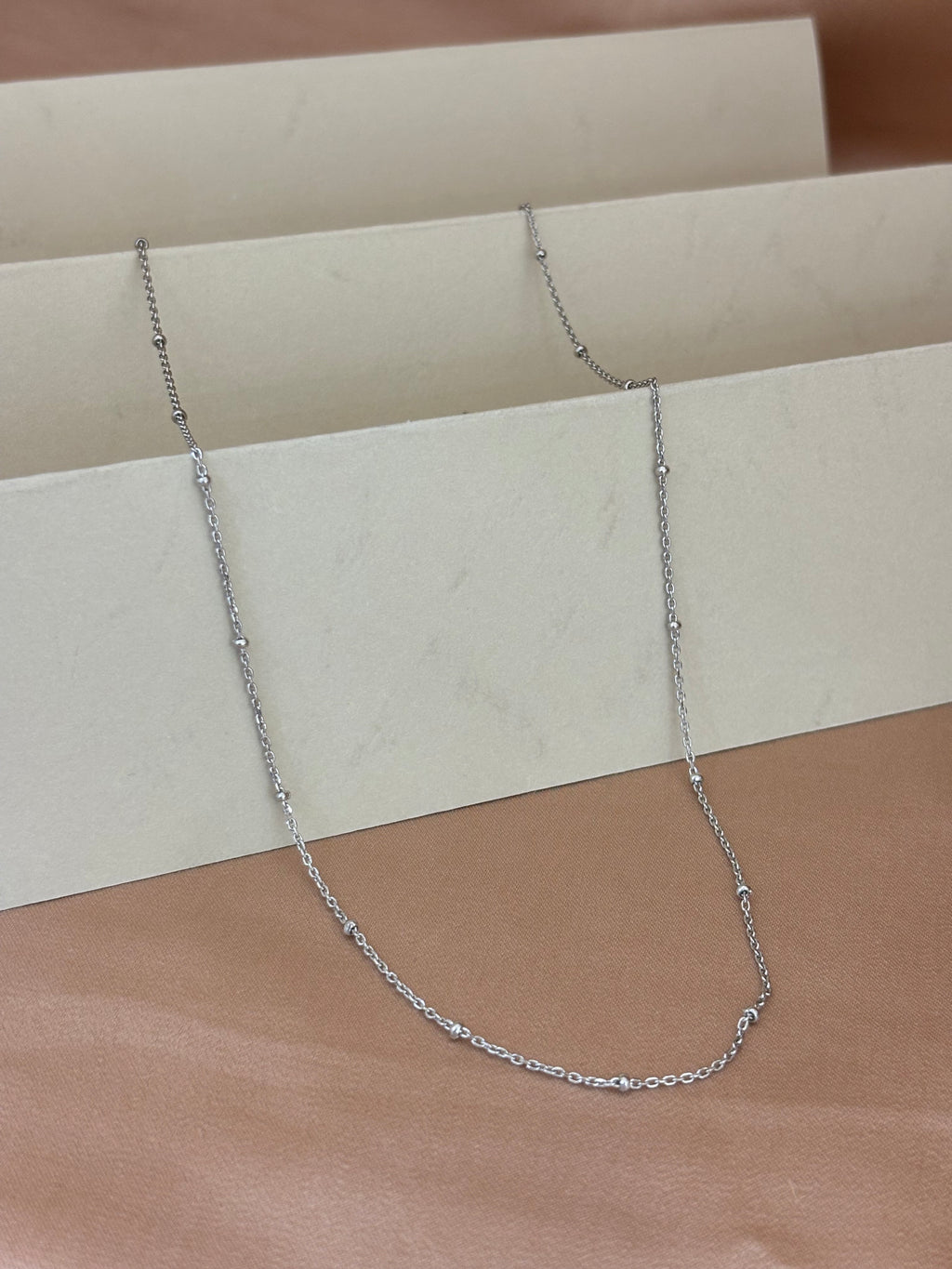 Minimalist Silver Station Bead Cable Chain