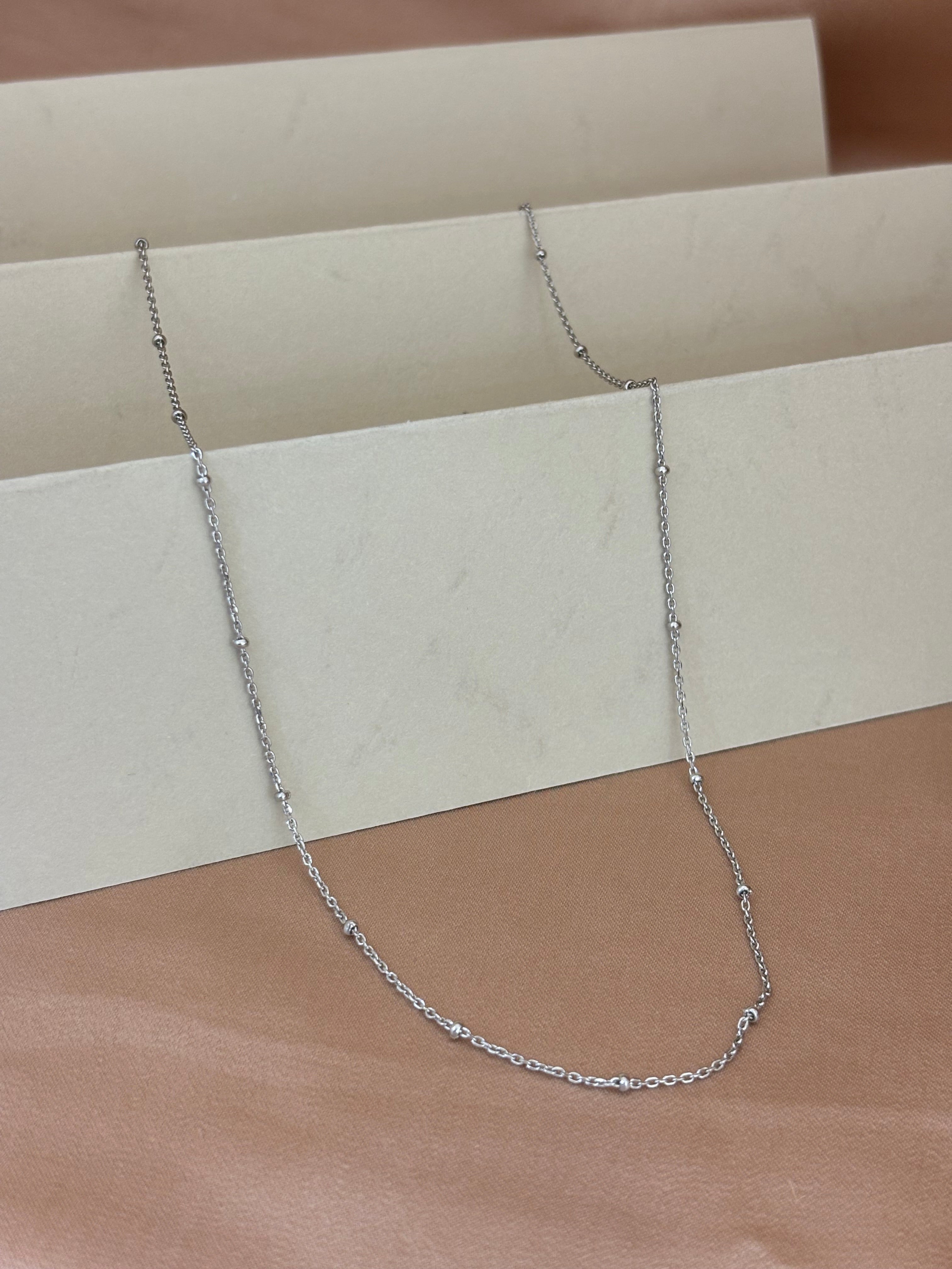 Minimalist Silver Station Bead Cable Chain
