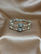 Oxidized Silver Double-Strand Bracelet with Etched Beads