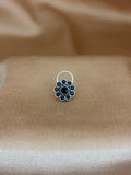 Sapphire Blue Floral Cluster Silver Nose Pin