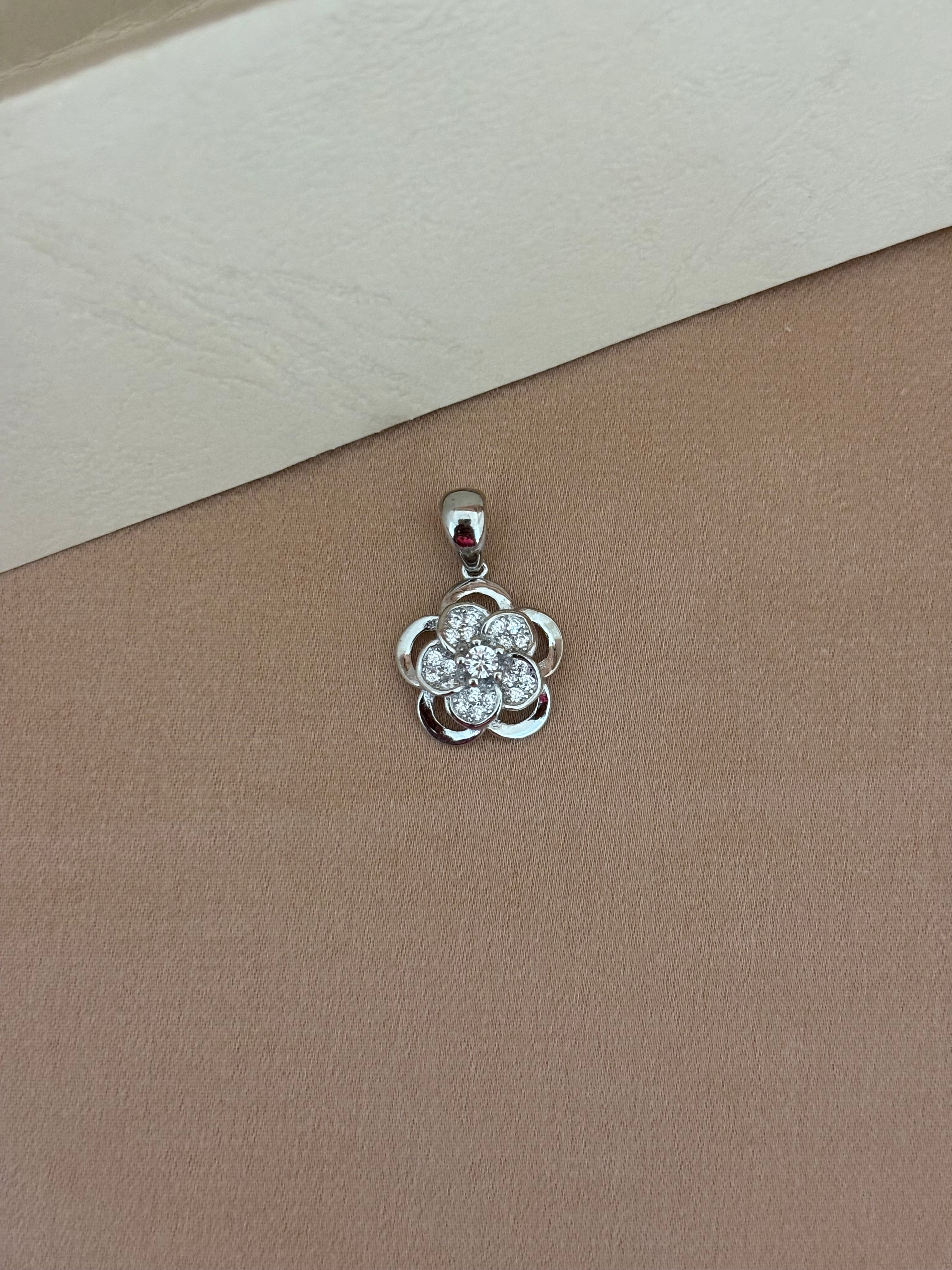 Floral Bloom Zirconia Pendant & Earring Set