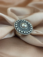 Oxidized Silver Mandala Dome Ring