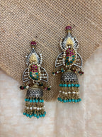 Royal Peacock Jhumka Fusion Earrings