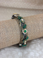 Mayura Emerald Green & Pearl Filigree Fusion Kada