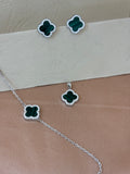 Malachite Clover Pendant Set