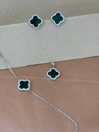 Malachite Clover Pendant Set