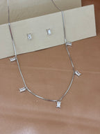 Emerald-Cut Baguette Zircon Station Necklace Set