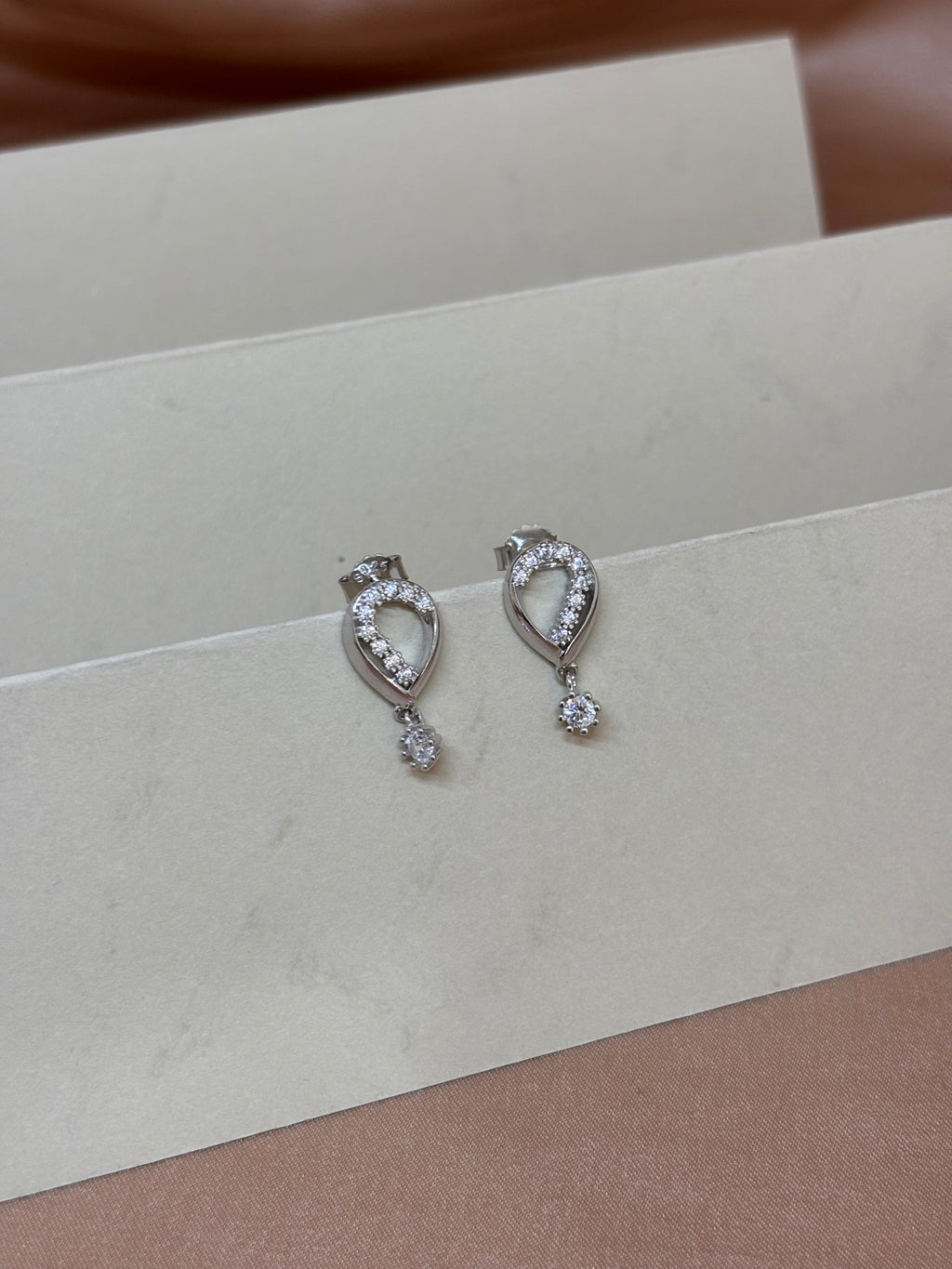 Contemporary Teardrop Crystal Pendant and Drop Earrings Set