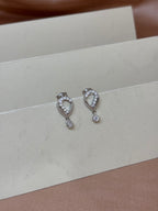 Contemporary Teardrop Crystal Pendant and Drop Earrings Set
