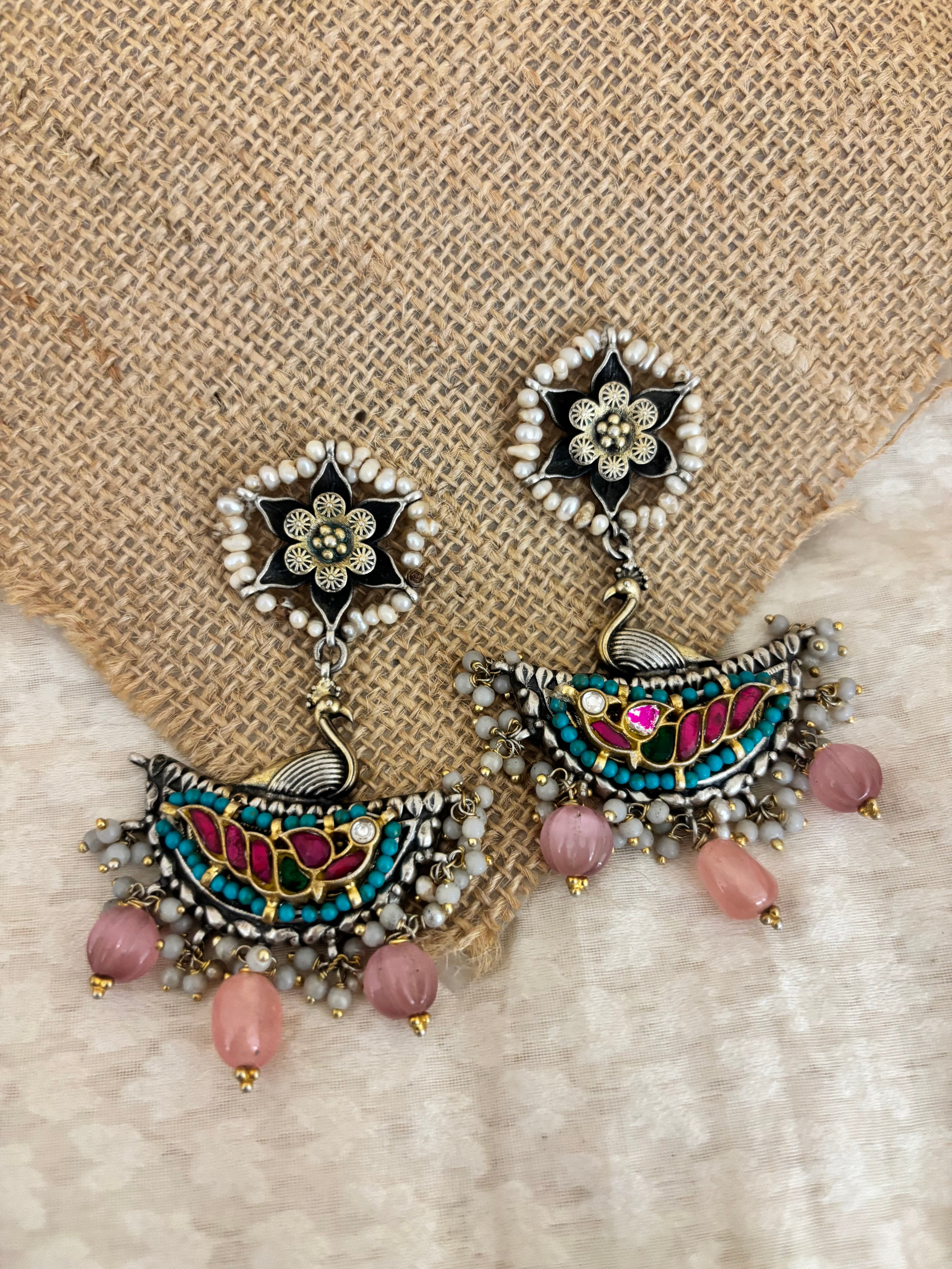 Floral Bloom Peacock Chandbalis