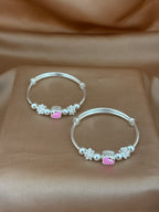 Pink Blossom Floral Silver Kadli Set