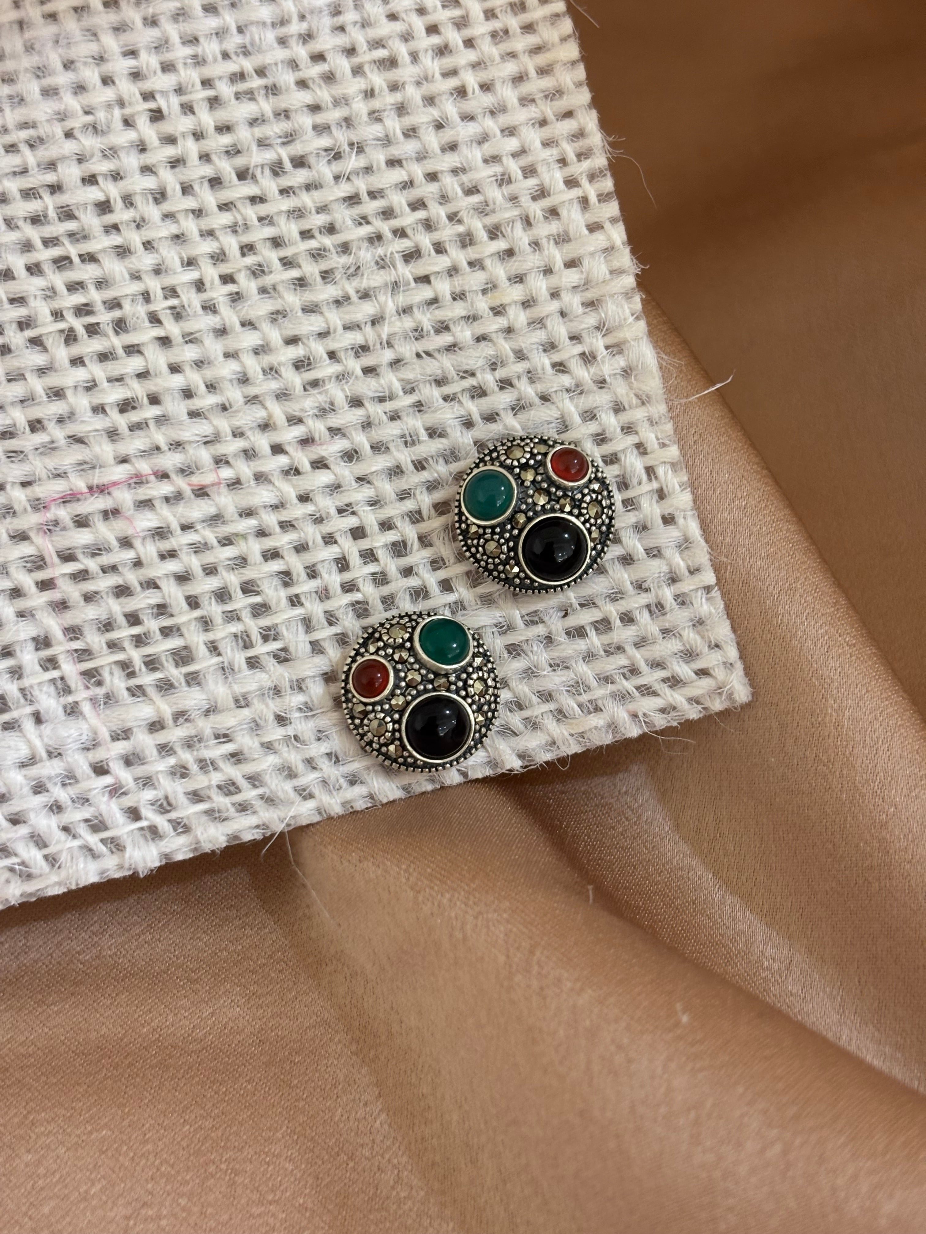 Tricolor Gem Studs