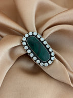 Oval Malachite Halo Statement Ring