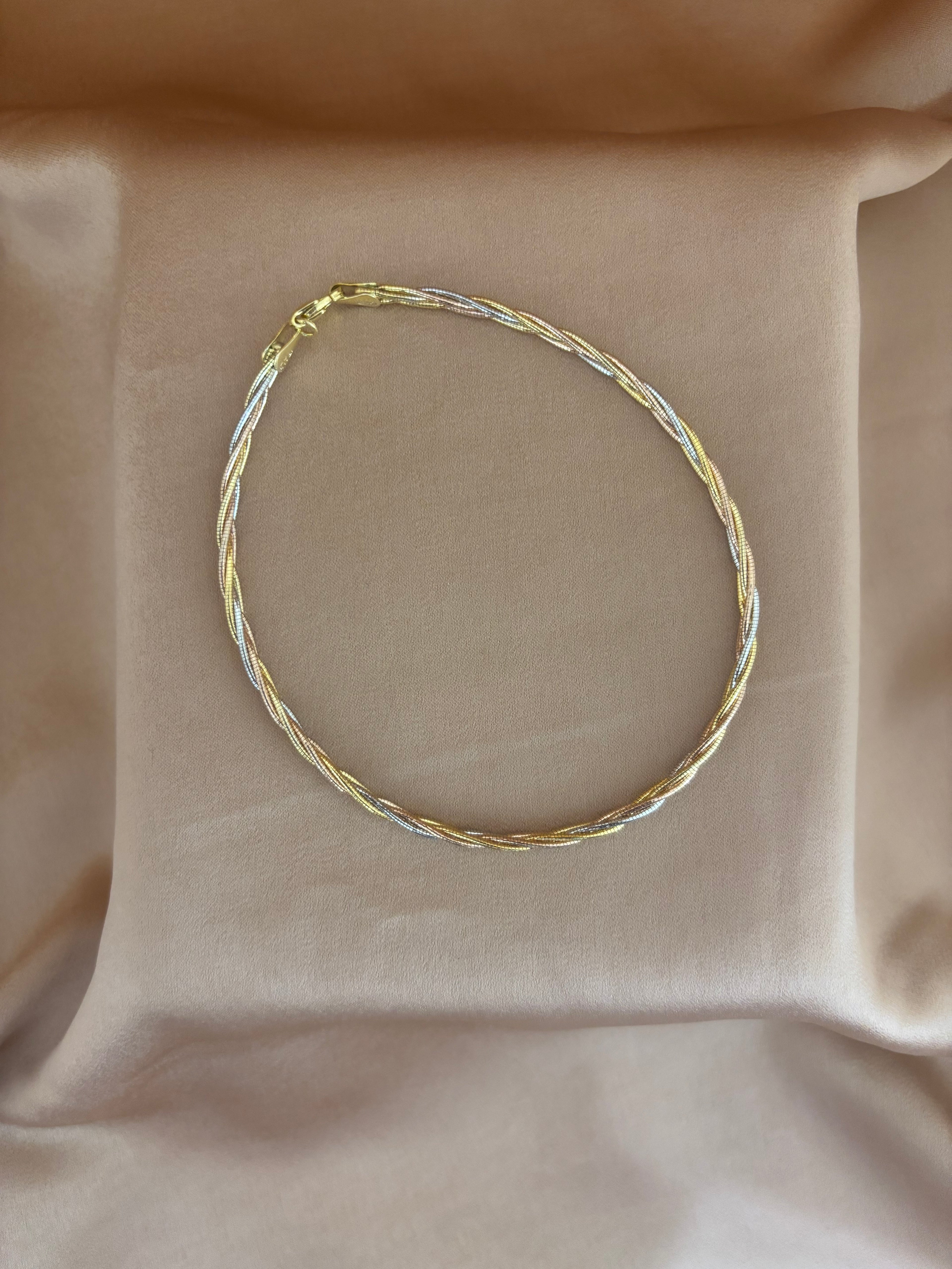Tri-Tone Braided Serpentine Anklet