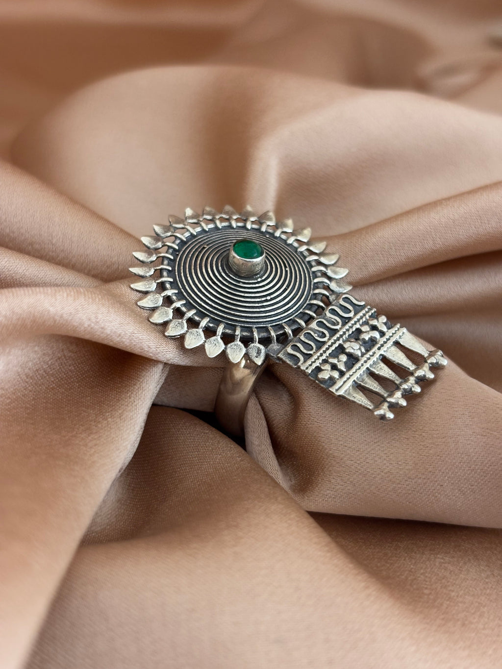 Tribal Jhumka Style Sunburst Ring