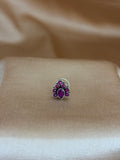 Teardrop Ruby Cluster Silver Nose Pin