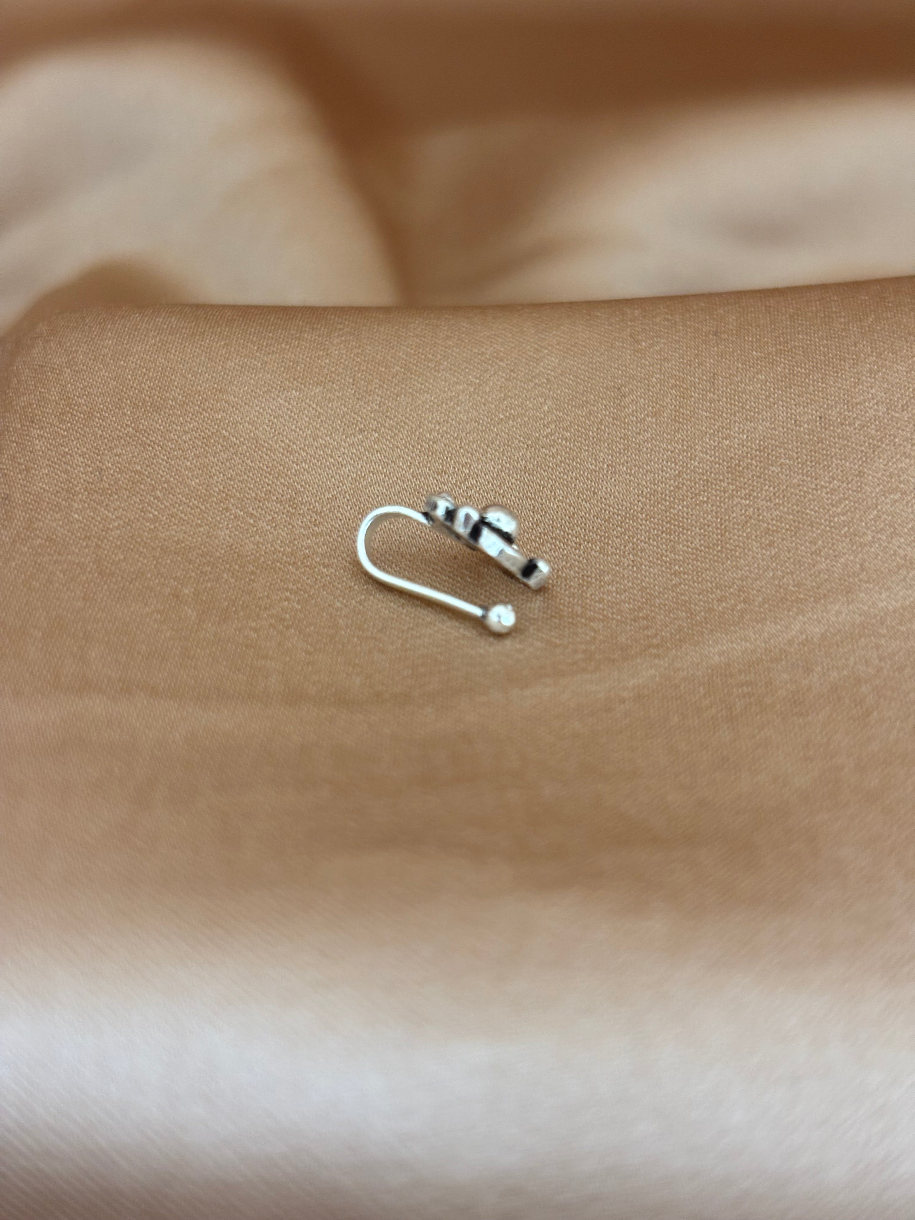 Floral Bloom Oxidized Silver Nose Pin