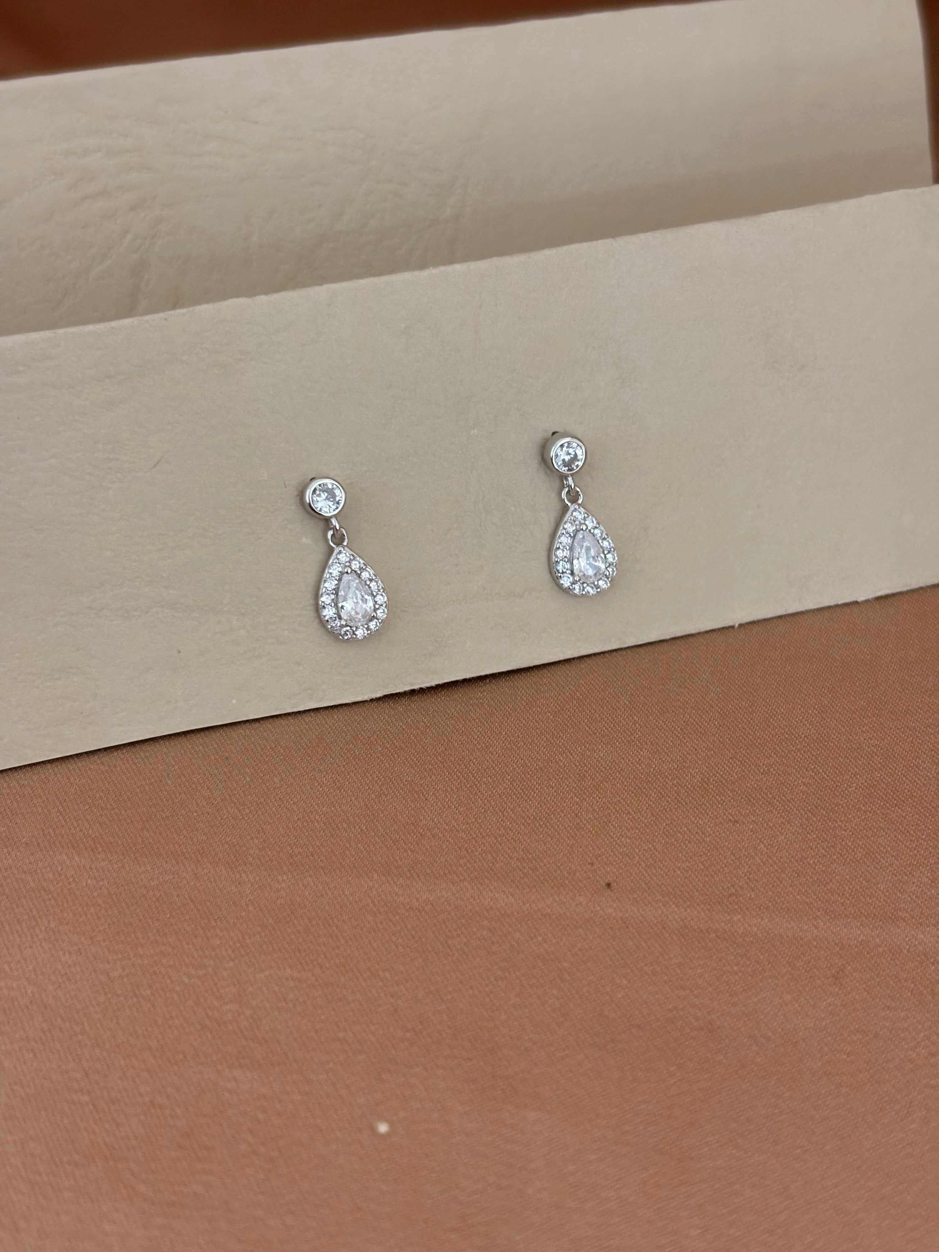Classic Pear-Cut Halo Drop Necklace & Earring Set