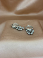 Oxidized Silver Ghungroo Dangle Toe Rings