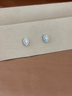 Pear-Cut Halo Droplet Station Necklace Set