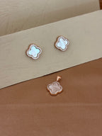 Rose Gold Clover Mother of Pearl & Zirconia Pendant Set