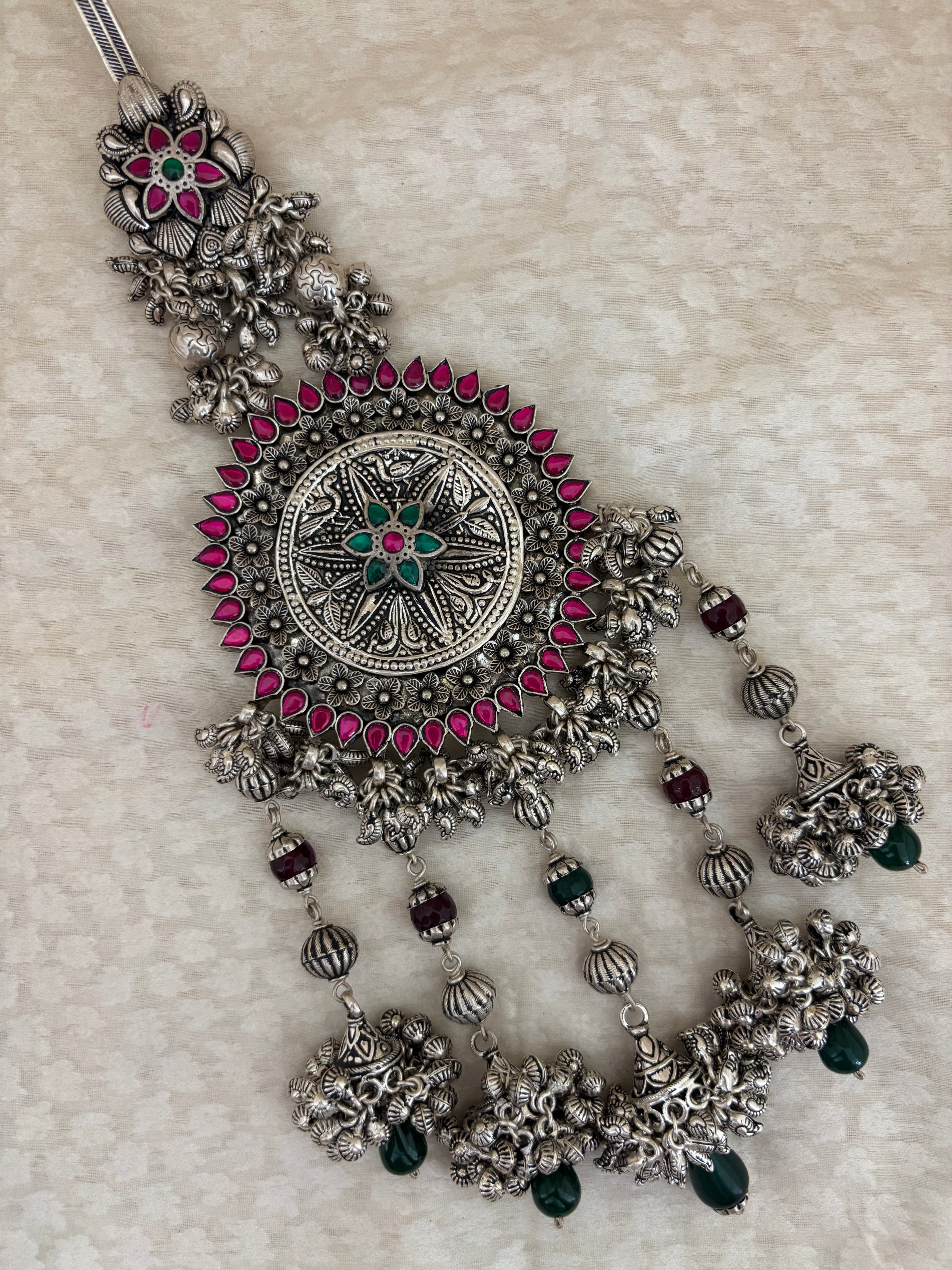 Floral Mandala Oxidized Silver Juda