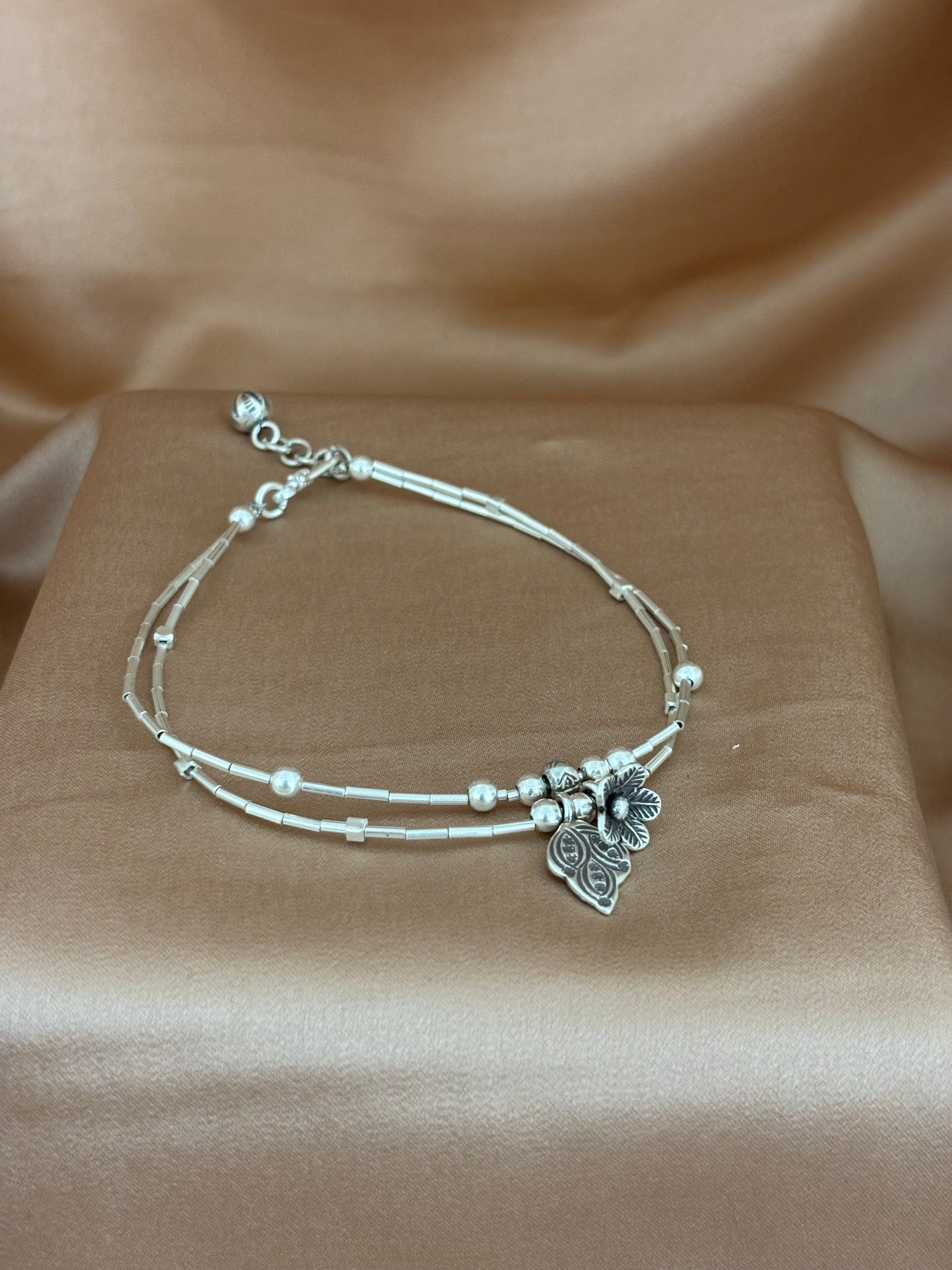 Twin-Layer Botanical Anklet