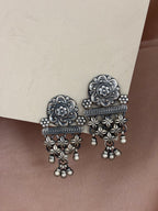Antique Silver Star & Floral Jhumkas