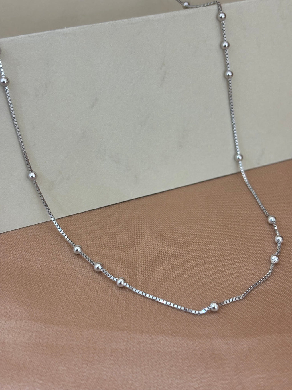 Dainty Silver Box Chain with Polished Bead Accents