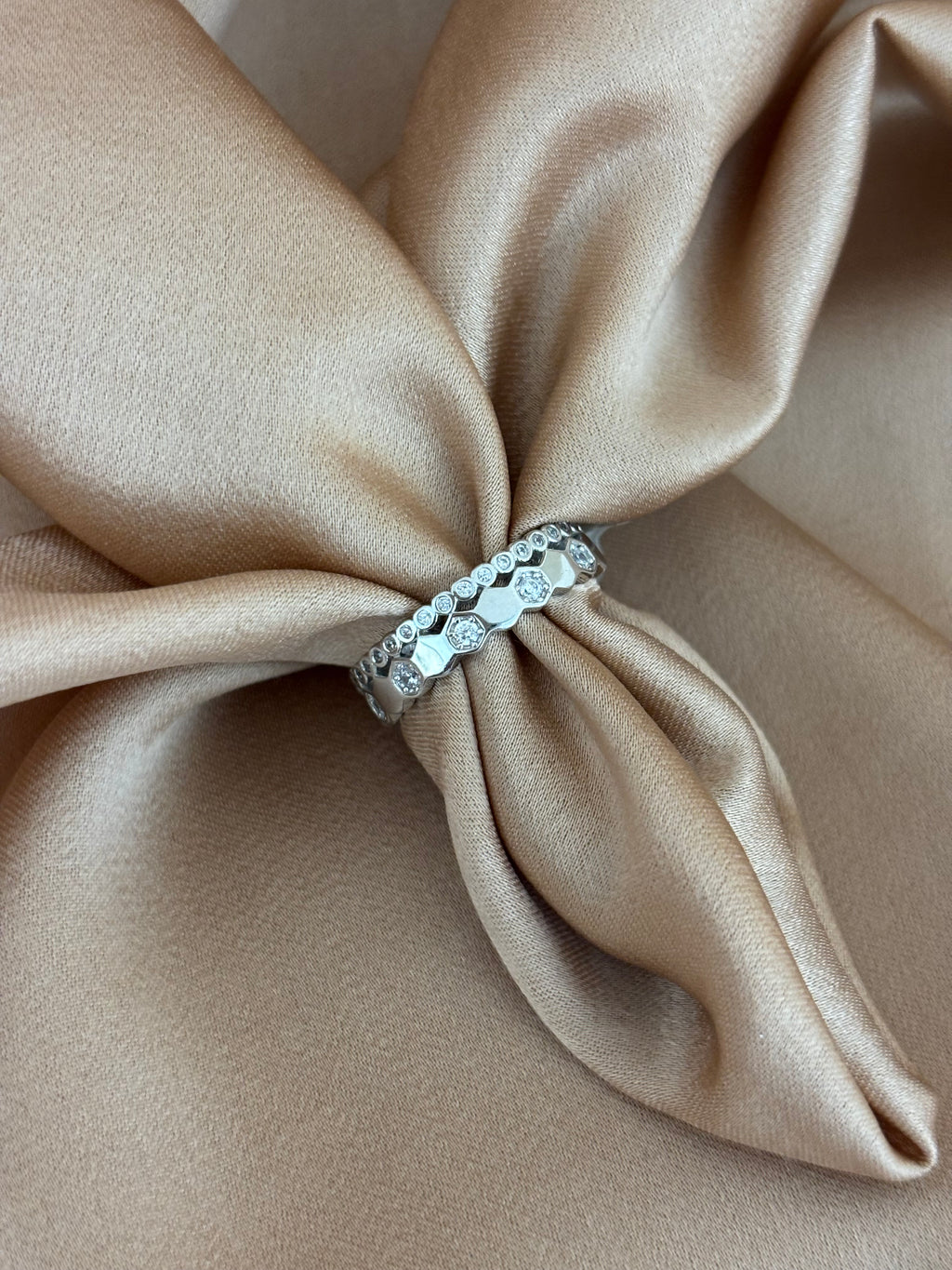 Modern Hexagon Bezel-Set Silver Ring
